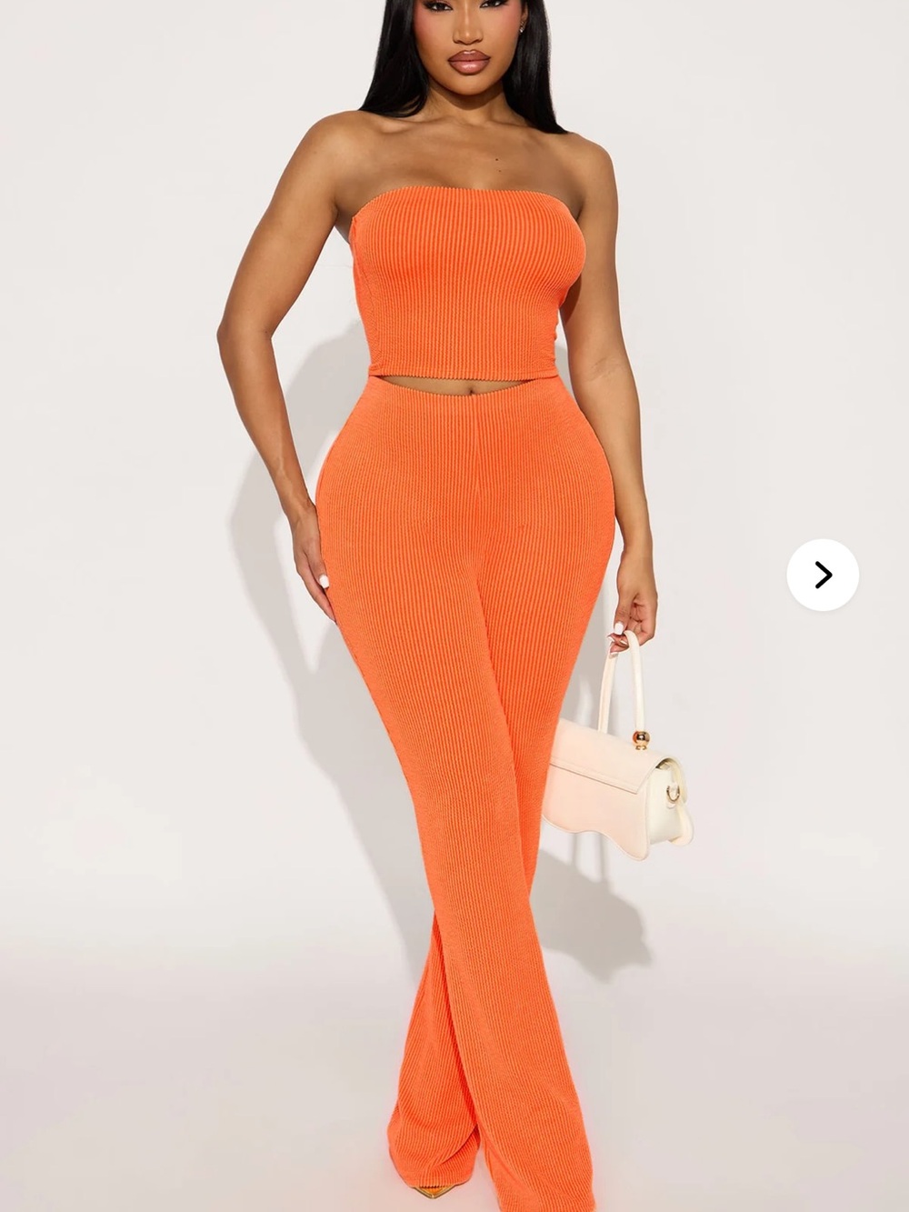 Bright Orange Ribbed Tube Top with pants large